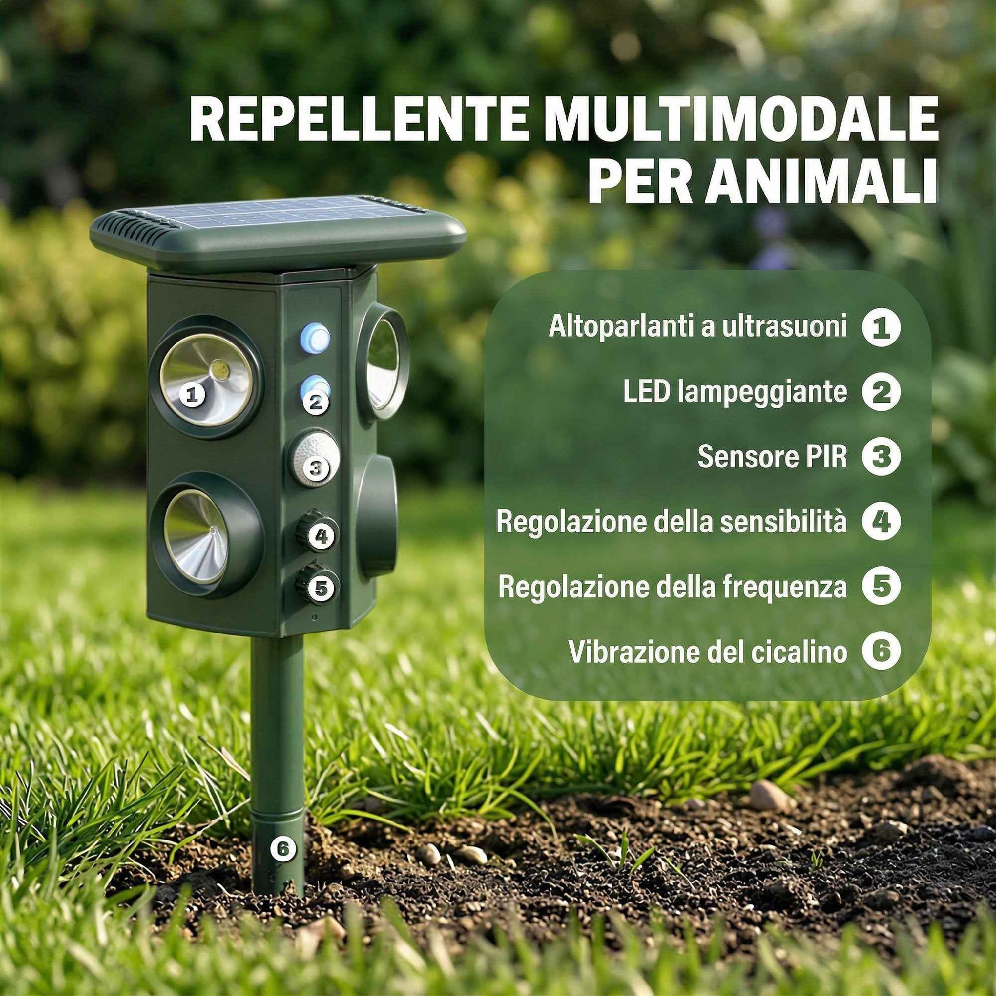 Outsunny Solar Ultrasonic Cat Repellent with 5 Modes, PIR Sensor and LED Flash