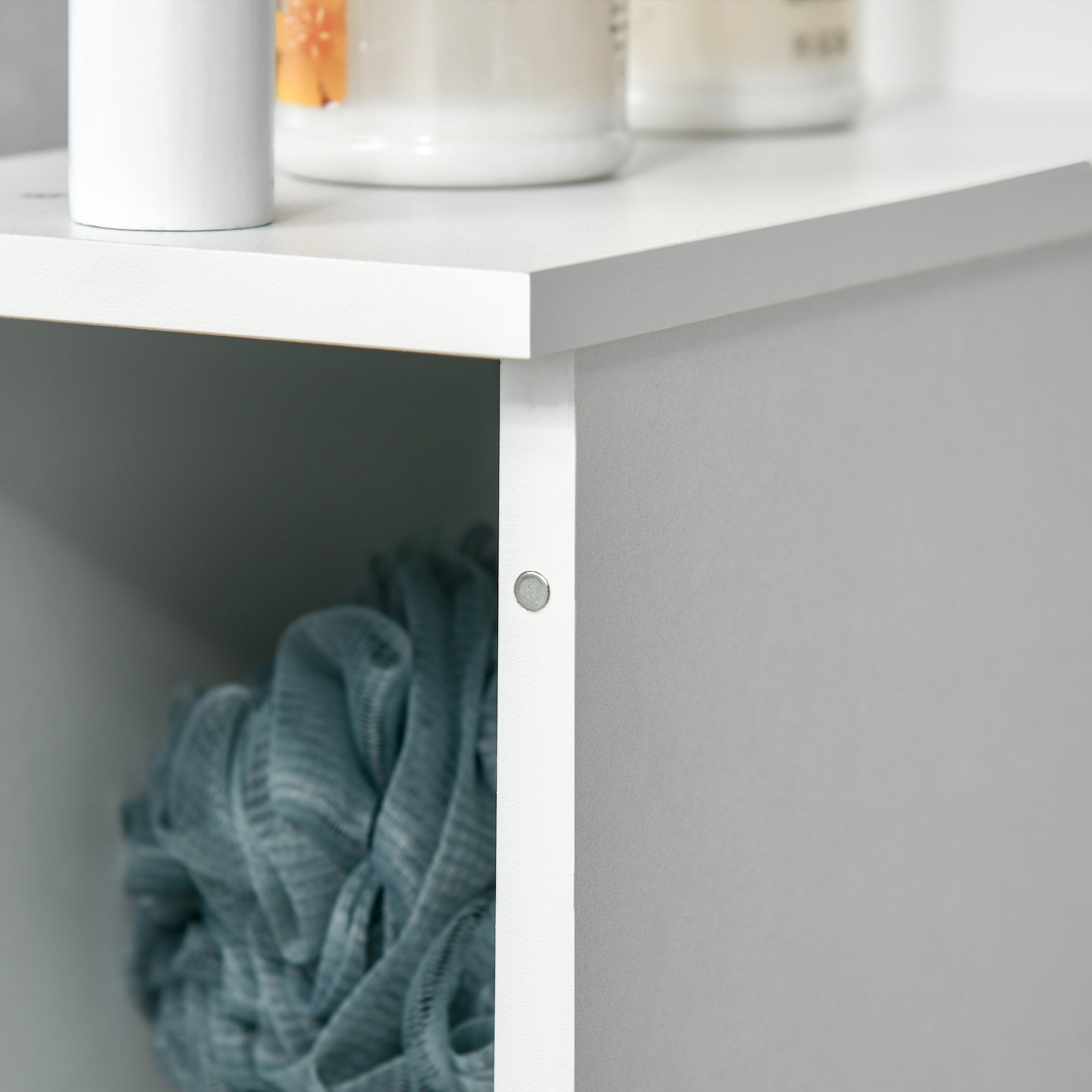 kleankin Bathroom Column with 2 Shelves and 2 Cabinets, Space-Saving Tall Cabinet 15.2x29.8x118 cm, White