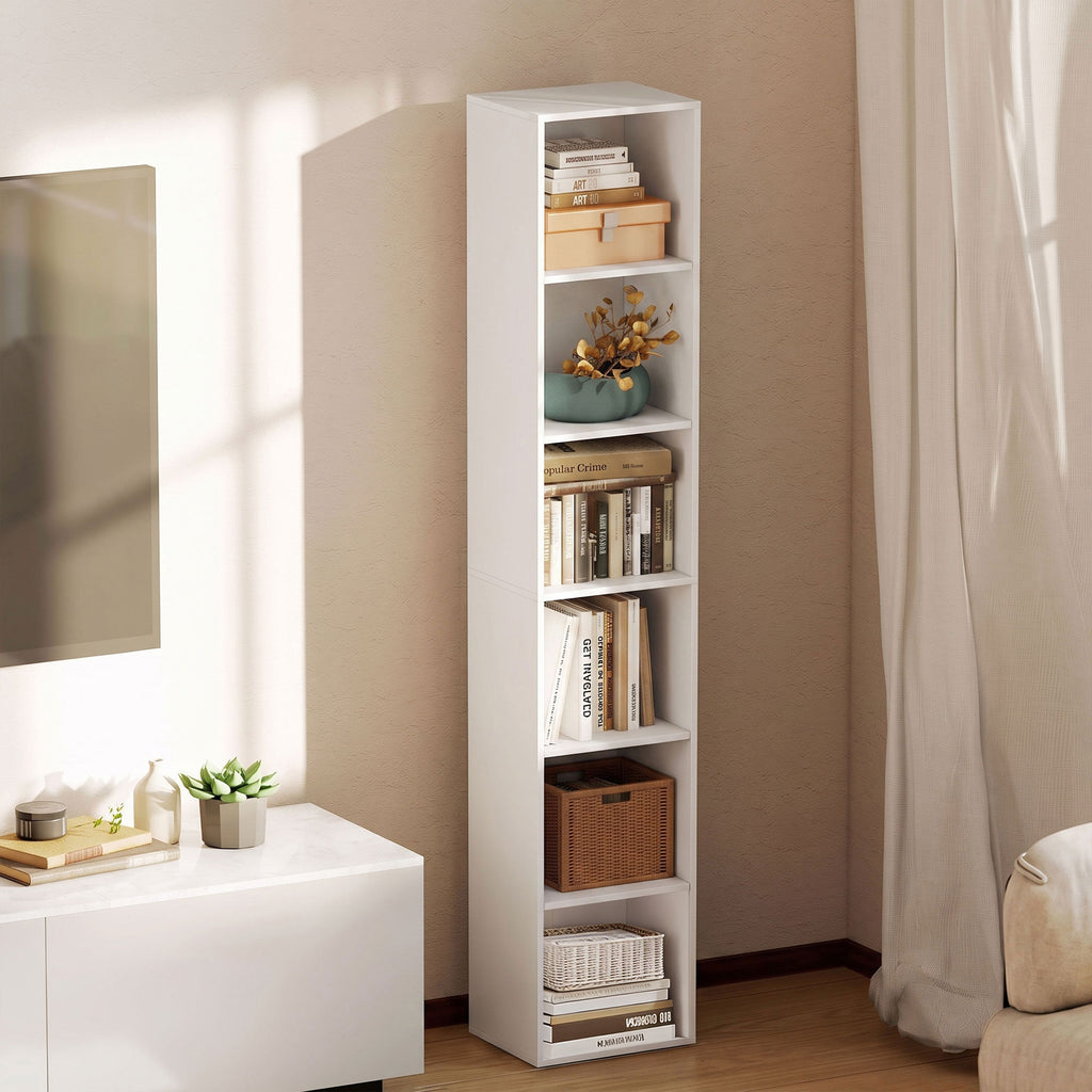 HOMCOM 6-Tier Bookcase, Freestanding Living Room Shelf