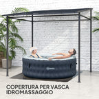 Pergola with Velcro Fasteners, in Metal and Polyester, 238x238x235/194 cm, Dark Grey