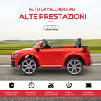 Electric Car for Children 3-5 Years Licensed AUDI TT with Remote Control and LED Headlights, 102x60x44 cm, Red