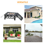 SIENA | Garden Fire Pit with Lid Spark Guard and Metal BBQ Grill 76x76x47cm Black - Borge' Group Limited
