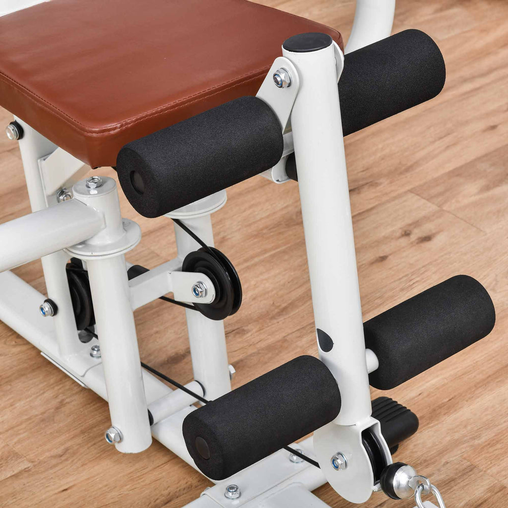 Multifunctional Fitness Station for Home and Gym with 4 Padding, in Steel and PU, 150x110x210 cm, White