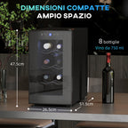 8 Bottle Wine Cooler, 21L Capacity, Touch Display and Adjustable Shelves, Black