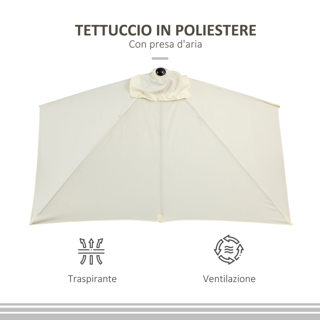 Space-Saving Crescent Wall-Mounted Umbrella with Crank Opening, Beige