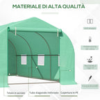 4.5x3x2m Tunnel Greenhouse for Vegetable Garden with Sloping Roof in PE and Steel Pipes Dark Green - Borge' Group Limited