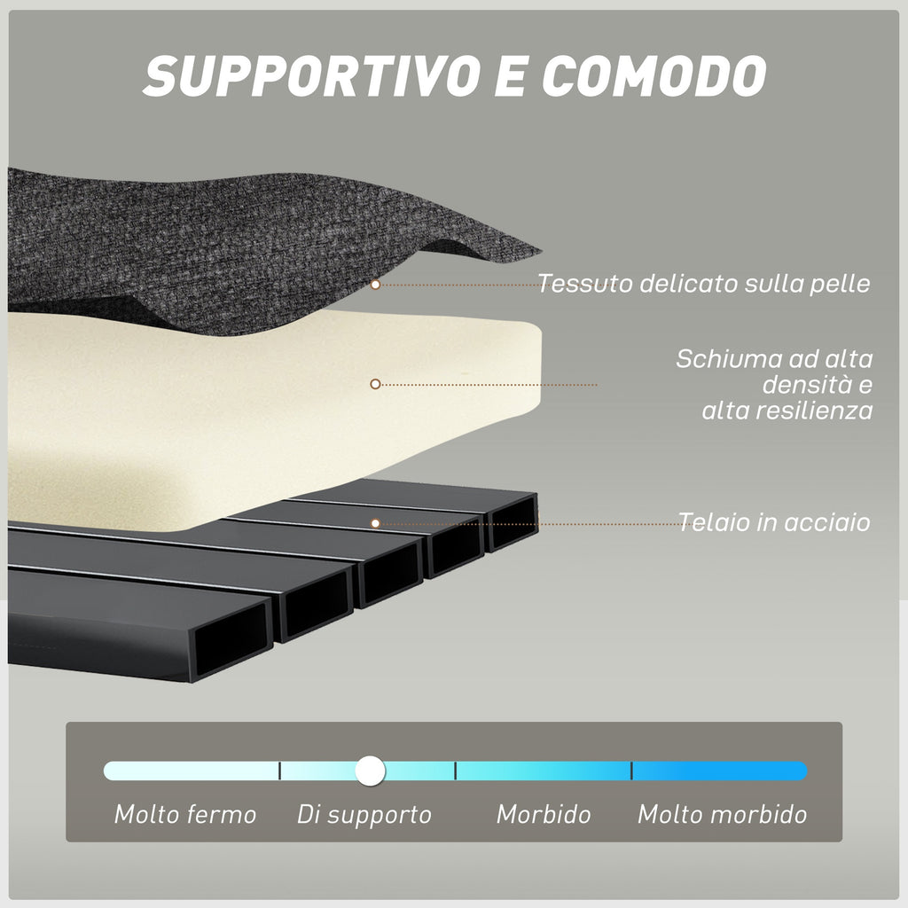 HOMCOM 2-Seater Folding Chenille Sofa Bed with 2 Cushions, Wide Armrests, No Assembly, Dark Grey