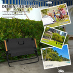 Double 2-Seater Folding Camping Chair in Steel and Oxford Fabric, 108x65x73cm, Black - Borgè