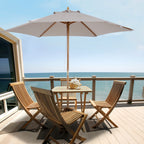 Garden Umbrella with 6 Ribs in Wood and Polyester Fabric, 2.5x2.3m, Gray - Borgè