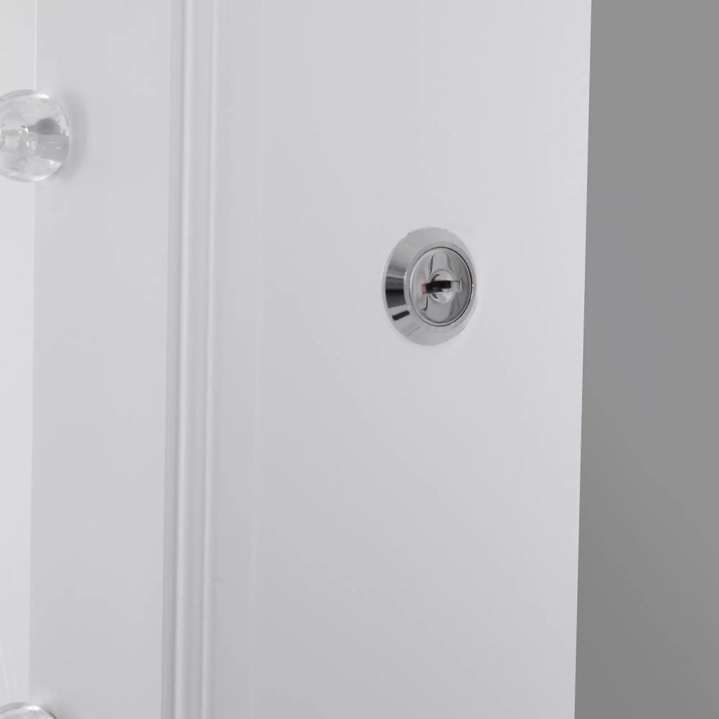 Jewellery Cabinet Adjustable Mirror Jewellery Box 20 LED Lights, Wood, White, 40x37x146 cm