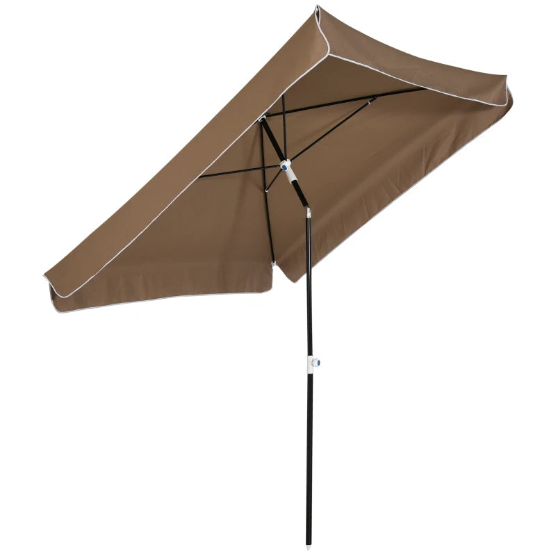 2x2m Outdoor Umbrella with Square Canopy, Adjustable and Portable, in Metal and Polyester, Coffee - Borge' Group Limited