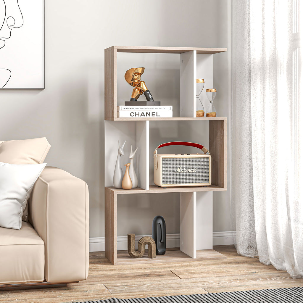 Modern 3-Tier Wooden Office Bookcase, 60 x 24 x 111.4cm