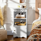 Floor Standing Cabinet and 2-Tier Bathroom Cabinet with MDF Door, White, 40L x 23D x 80H cm