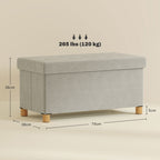 Storage Bench 67L , Padded Lid and Velvet Lining, 76x38x38cm, Cream