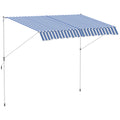 Outsunny 3x1.5m Arm Awning with Crank and Telescopic Structure, White and Blue