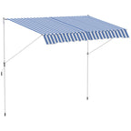 Outsunny 3x1.5m Arm Awning with Crank and Telescopic Structure, White and Blue