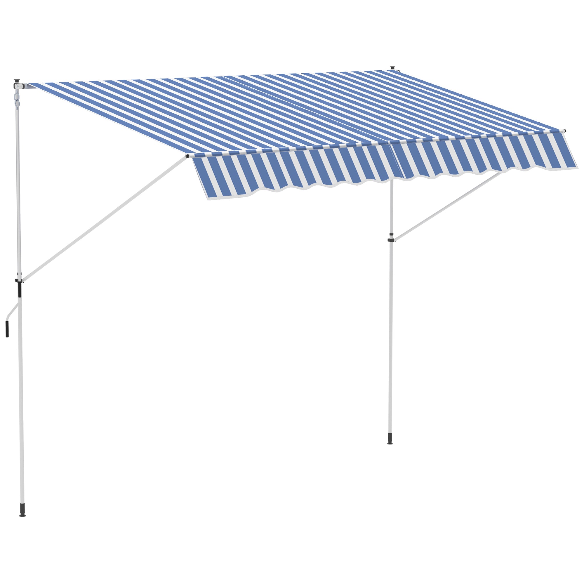 Outsunny 3x1.5m Arm Awning with Crank and Telescopic Structure, White and Blue
