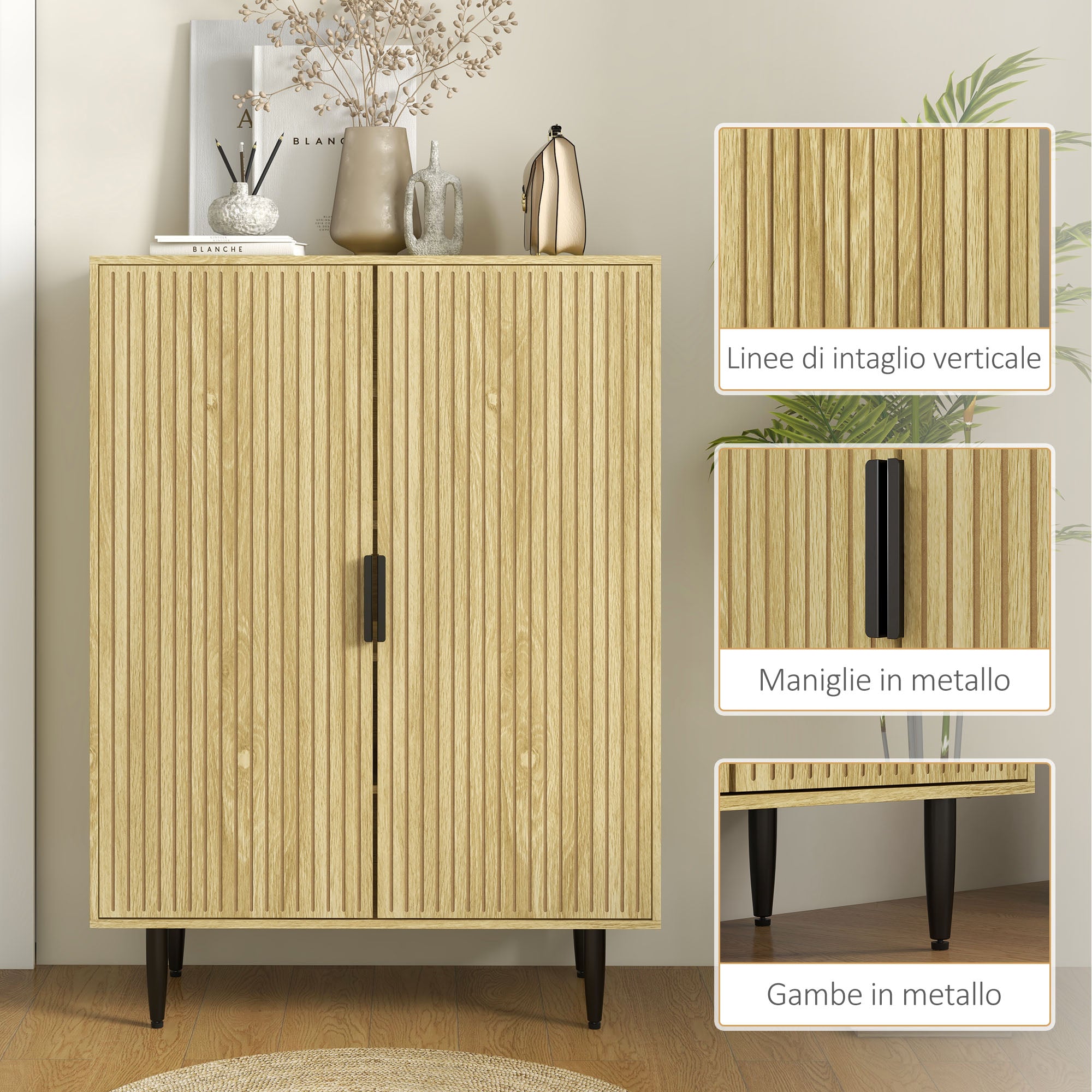 Space-Saving Shoe Rack for 15 Pairs of Shoes with 4 Adjustable Shelves, 80x38x110cm, Oak