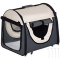 Foldable Oxford Pet Carrier with Removable Washable Cushion and Carry Bag, 46x36x41cm, Dark Grey