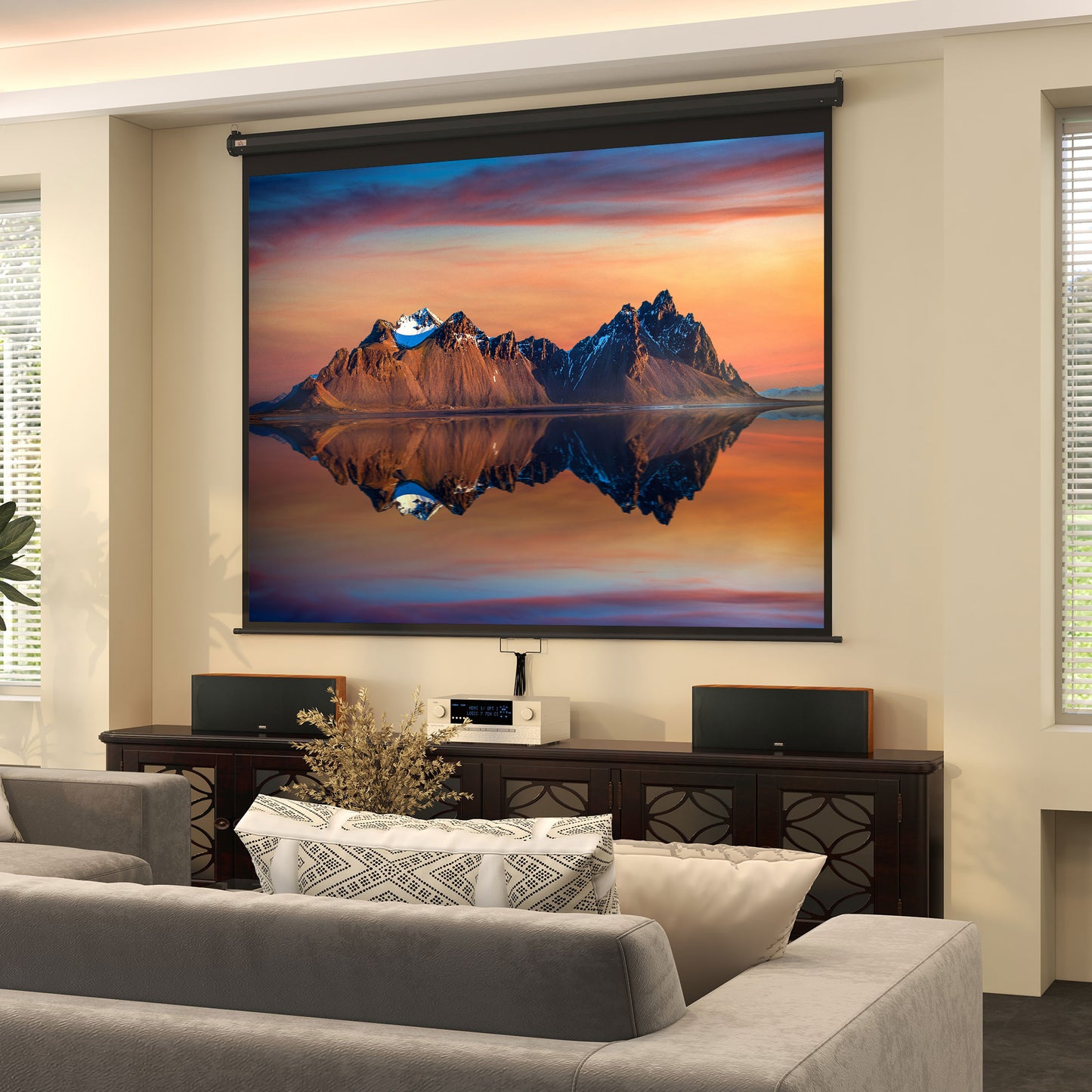 Projector Screen 120" Adjustable with Ceiling and Wall Mount, 4:3 Format, 244x183cm, Black and White