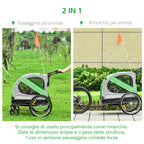 PAWHUT Bike trailer and dog stroller 2 in 1 in steel and Oxford fabric with cathi -frantic, green - Borgè