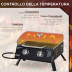 Outsunny Folding Gas Barbecue with Lid, Thermometer and 2 Steel Burners, 55x46.5x41 cm, Black