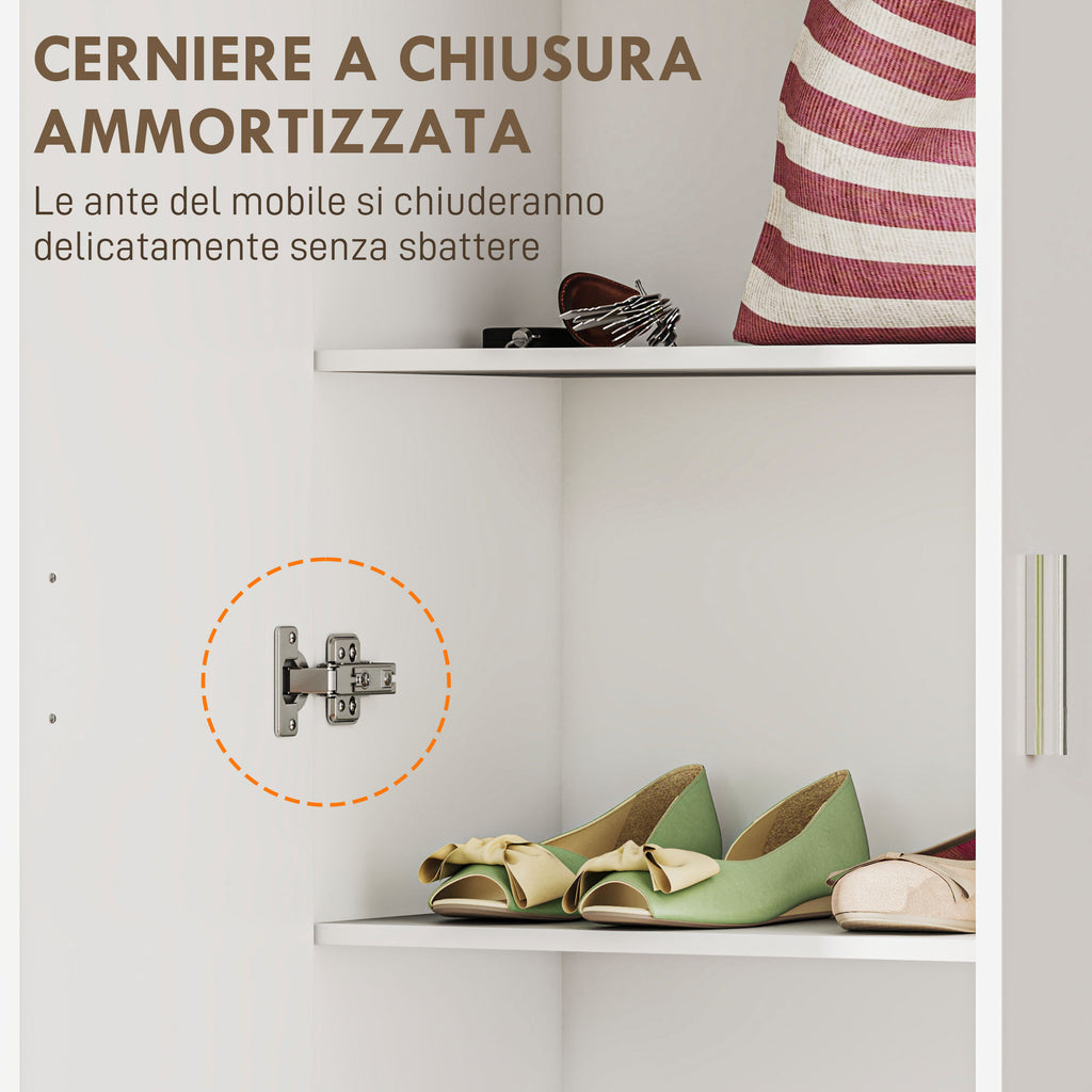 Modern Multipurpose Cabinet with 5 Shelves and Adjustable Levels, in Wood, 60x31.5x165 cm, White