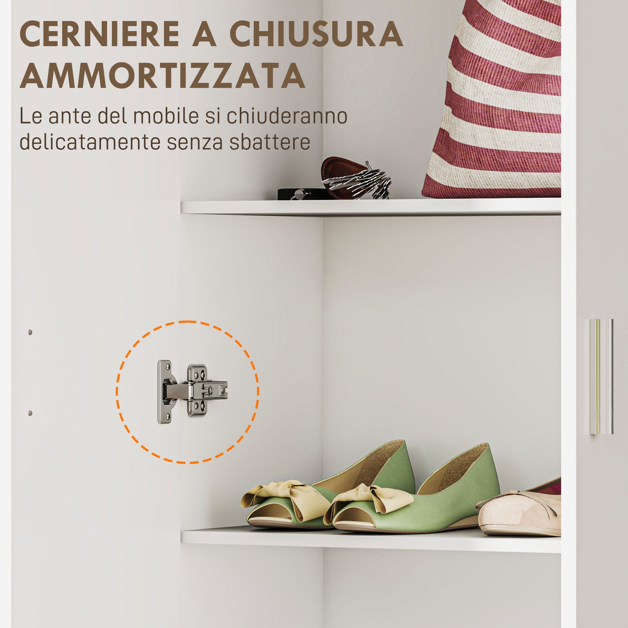Modern Multipurpose Cabinet with 5 Shelves and Adjustable Levels, in Wood, 60x31.5x165 cm, White