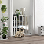 Extendable Dog Gate with 2 Locks and Self-Locking, Metal and Plastic, 74-87x78 cm, White
