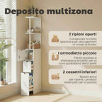 HOMCOM Bathroom Column Cabinet with Shelves and Drawers, Wooden, 15x33x136.8 cm, White