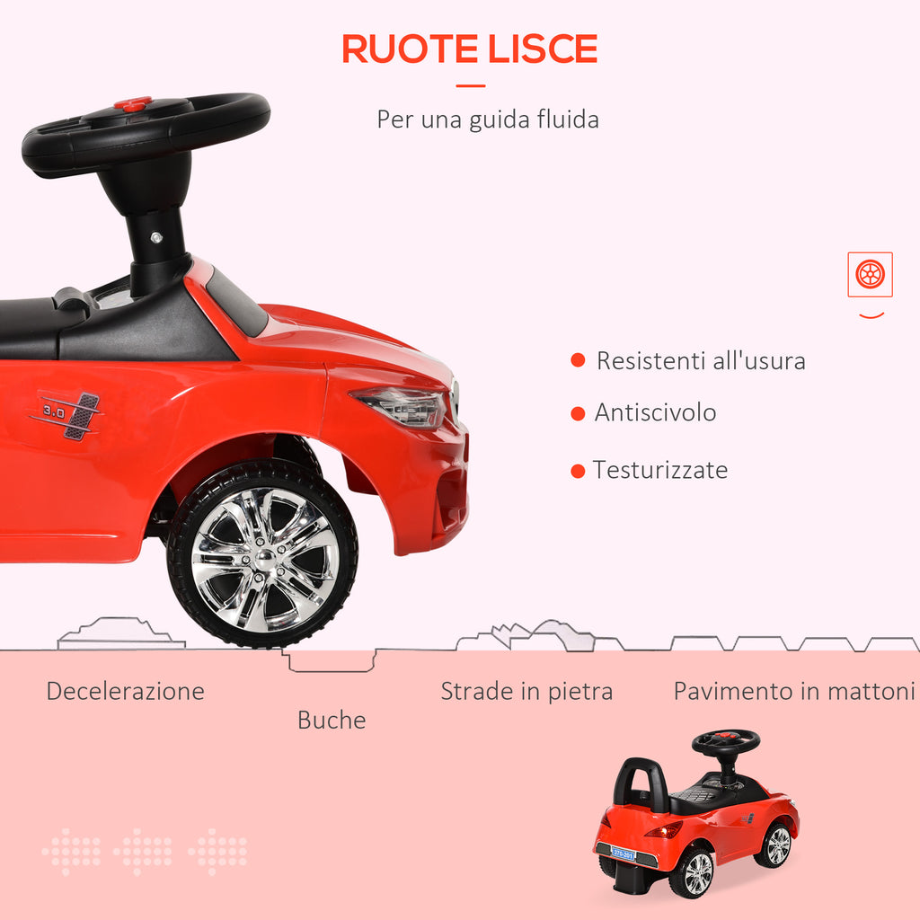 Kids Ride-On Toy Car with Steering Wheel, Headlights and Music, Age 18-36 Months, Red