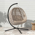Outsunny 2-Seater Hanging Chair with 2 Pockets, 2 Cushions and Folding Basket, 126x126x176 cm