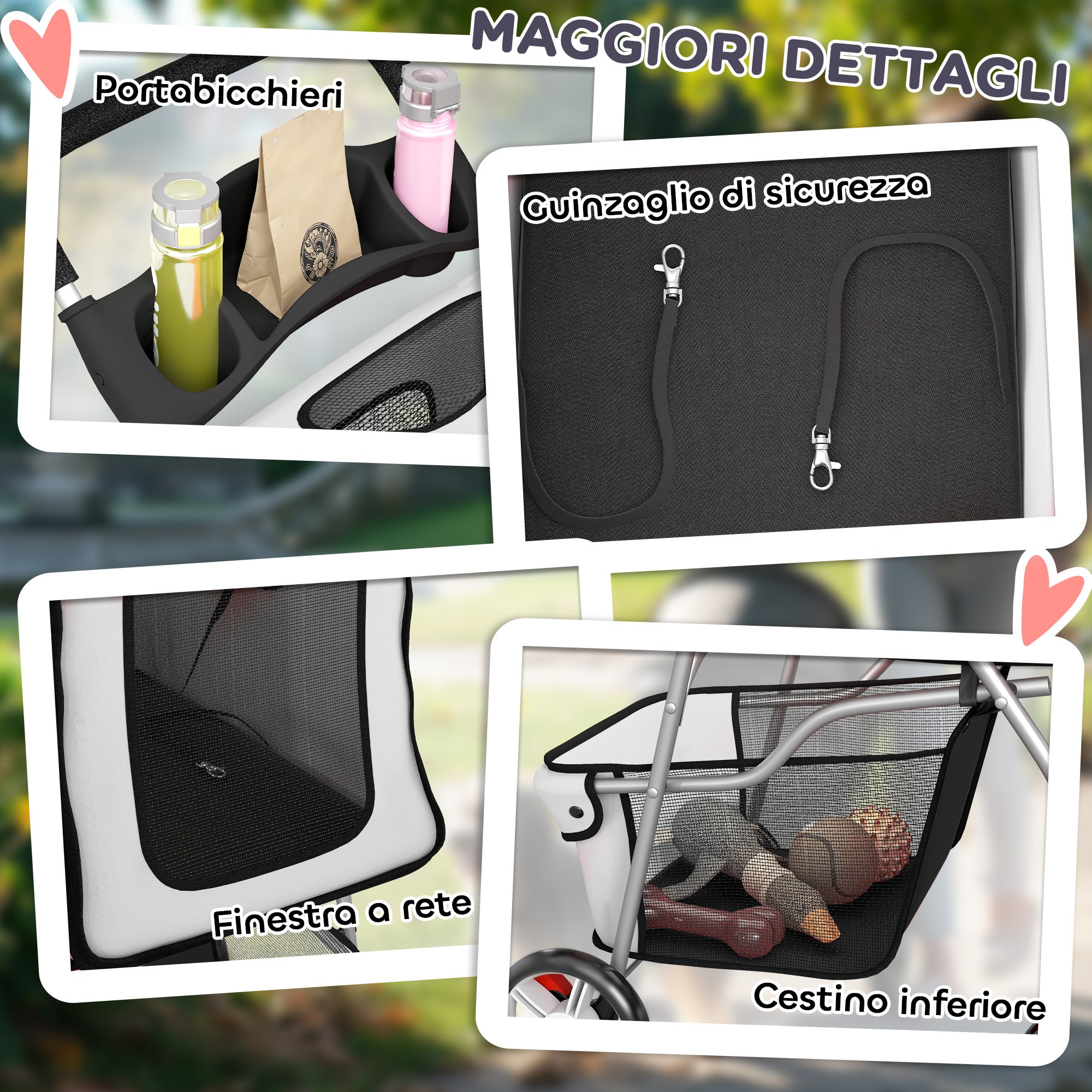 PawHut Folding Dog Stroller with Reflectors, Swivel Wheels, Brakes, and Washable Cushion, Grey