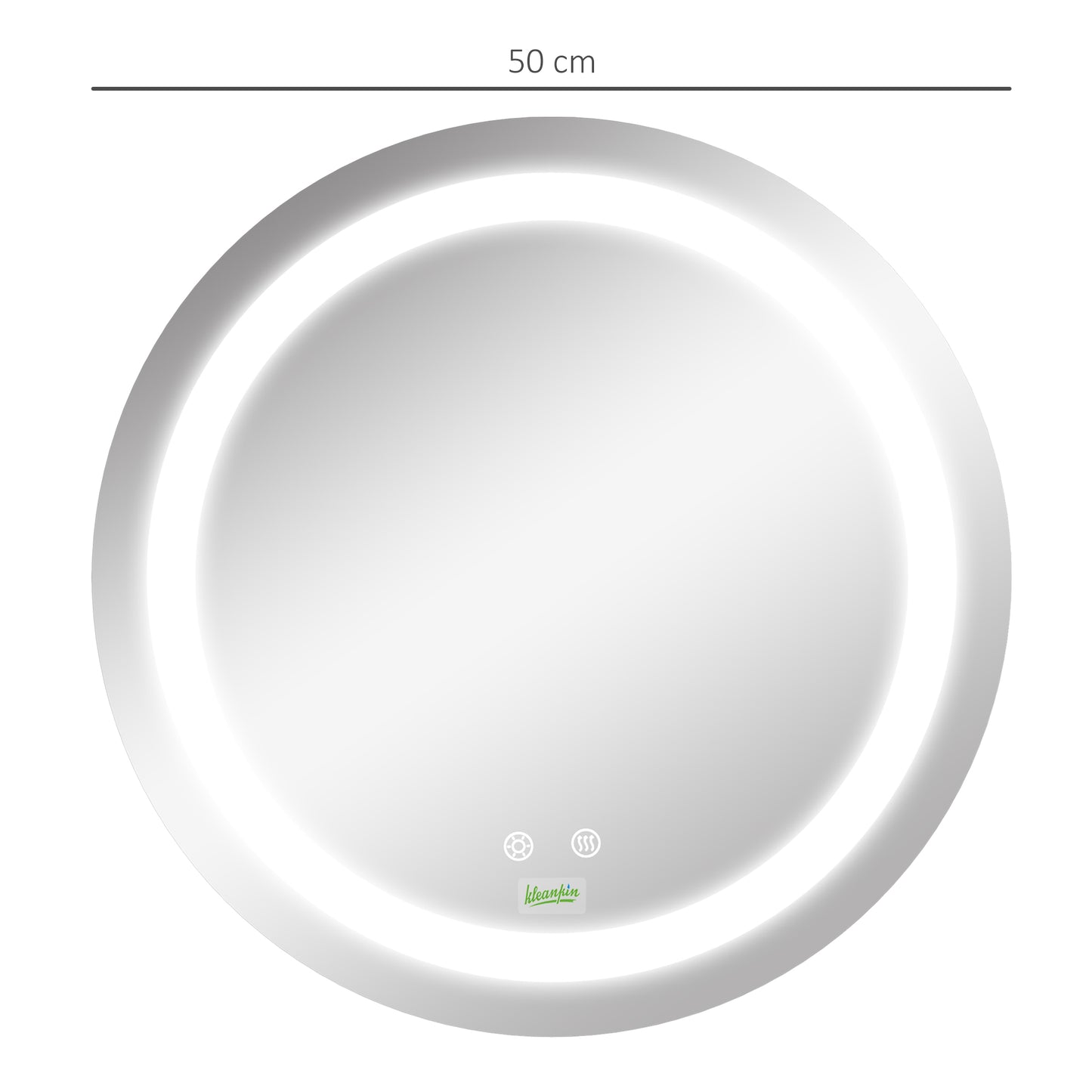 Round Bathroom Mirror with Adjustable LED Light and Anti-Fog Function, Ø50cm