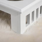 Raised Dog Bowls for Small and Medium Dogs, MDF Stand with 2 Steel Bowls, White