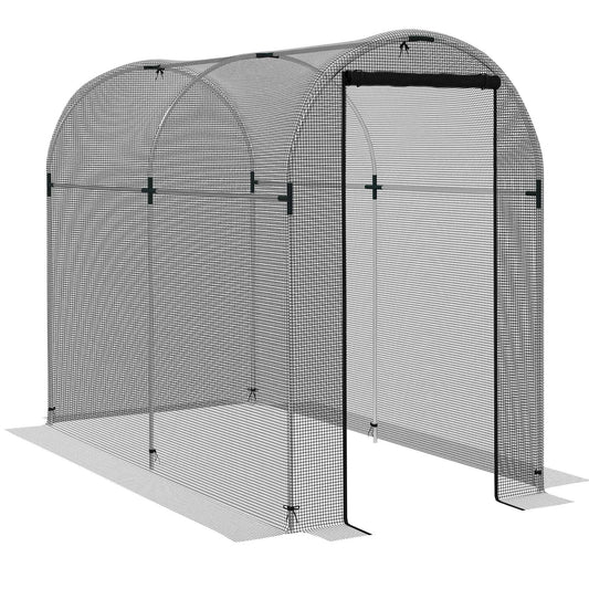 Plant Tunnel Greenhouse with Mesh and Hinged Door, 1.2x2.4x1.9m, Black