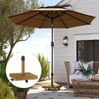 Outsunny Wheeled Umbrella Base with Brakes for Ø36/38/48 mm Poles, in Metal with Cement, Wood Effect