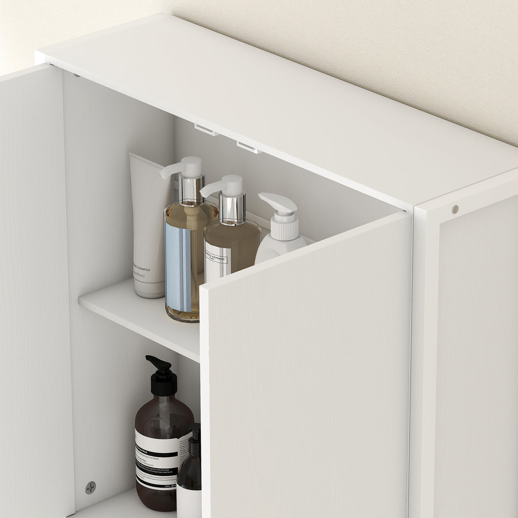 Bathroom Cabinet Above Toilet and Washing Machine with Cabinet and Open Shelf, 64x20x180 cm, White