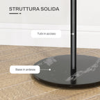 Freestanding Coat Rack with 6 Steel Disc Hooks and Slate Base, Black