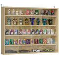 5-Tier Adjustable Wooden Notice Board with Glass Doors, 80x9.5x60 cm, Wood Color