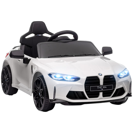 AIYAPLAY BMW M4 Licensed Electric Ride-On Toy Car for Children with Remote Control, Horn and Headlights, 108x69.5x51 cm, White