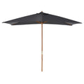 2x3m Wooden and Bamboo Garden Umbrella with 8 Ribs and Polyester Cover, Dark Grey