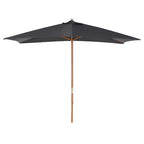 2x3m Wooden and Bamboo Garden Umbrella with 8 Ribs and Polyester Cover, Dark Grey