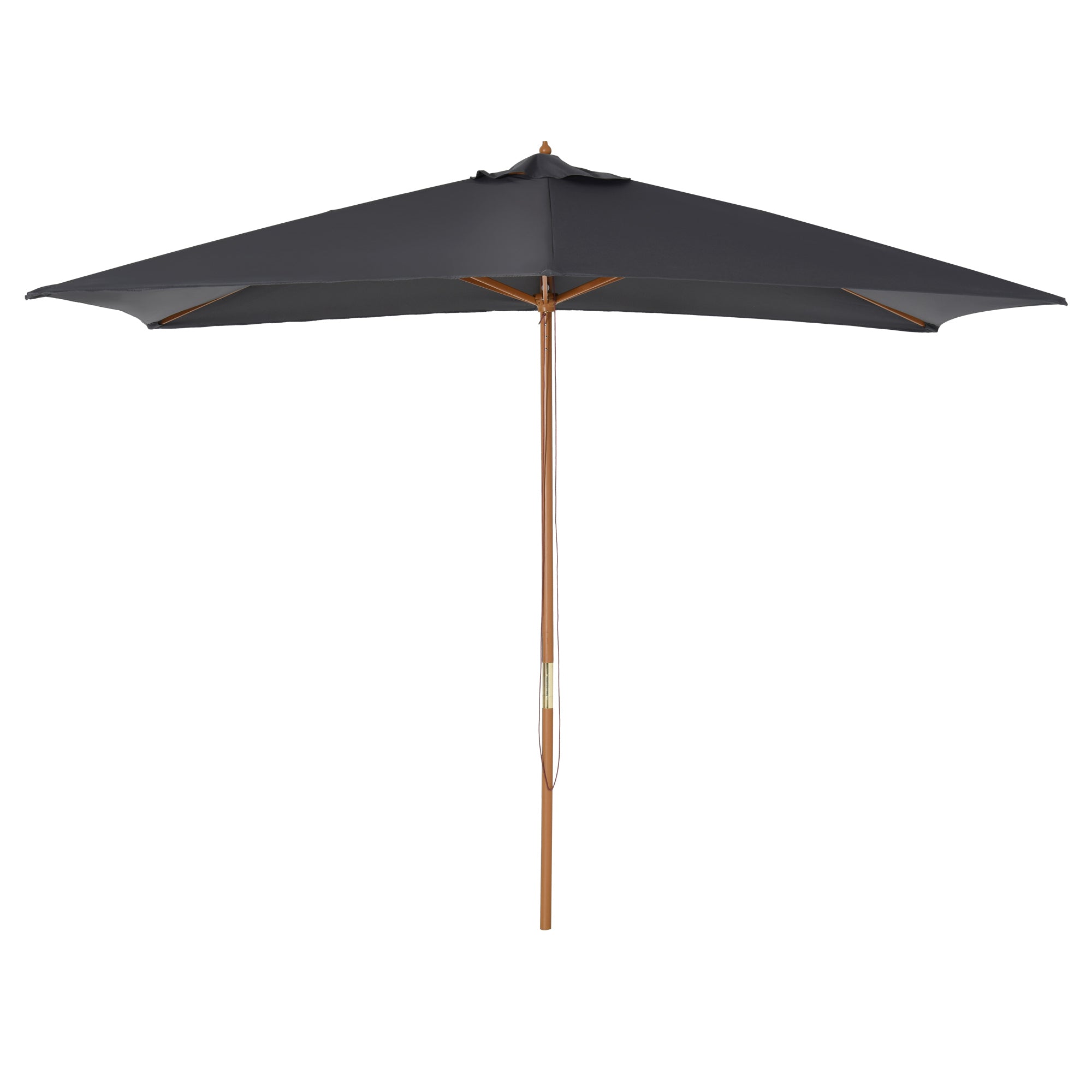 2x3m Wooden and Bamboo Garden Umbrella with 8 Ribs and Polyester Cover, Dark Grey