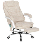 Vinsetto Breathable Leather-Effect Fabric Massage Office Chair with Remote Control and Adjustable Height, Cream