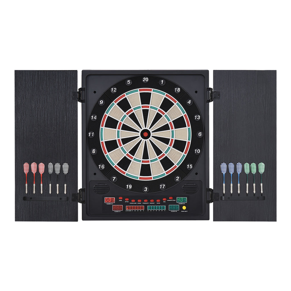 Electronic Dartboard with Automatic Scoring, 12 Darts and 6 Displays, 51x6.5x57cm, Black