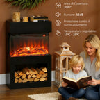 Electric Fireplace with 3D Colorful Flame Effect, 1000W/2000W with Adjustable Temperature and Remote Control, Black