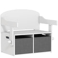 AIYAPLAY 3 in 1 Toy Bench for Children Ages 3-6, Convertible to Table and Chair with 2 Storage Bins, White