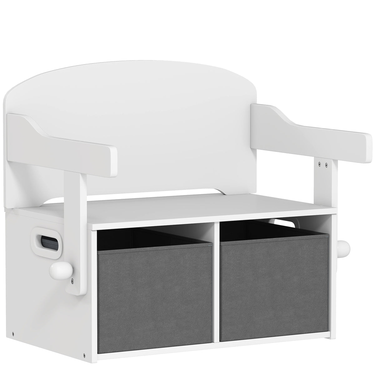 AIYAPLAY 3 in 1 Toy Bench for Children Ages 3-6, Convertible to Table and Chair with 2 Storage Bins, White