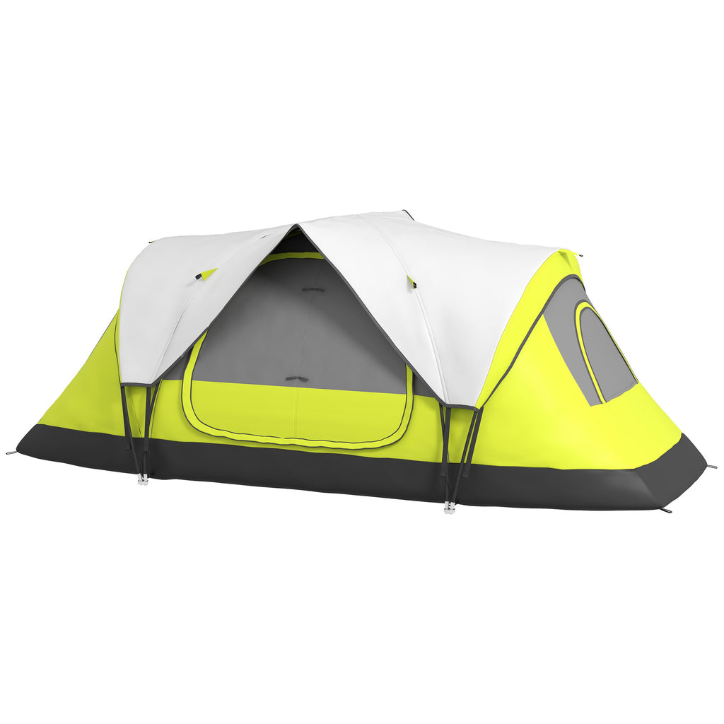 Outsunny 4-person Camping Tent with 2 Separate Spaces, in Polyester and Fiberglass, 450x215Px180 cm, Green - Borgè